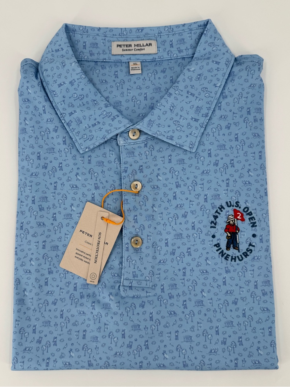124th US Open Championship Pinehurst Peter Millar Polo - Cottage Blue - XL - NWT